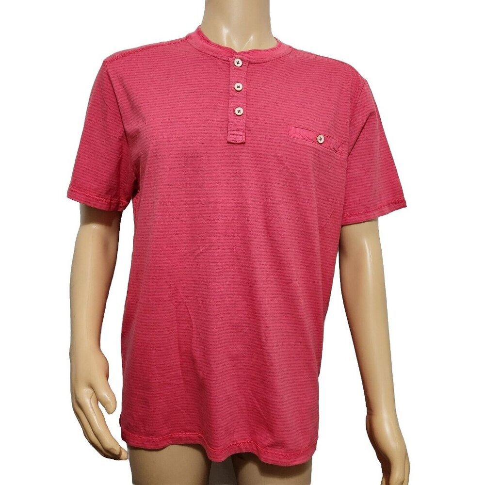 Tommy Bahama Mens Size M Schooner Stripe Henley Tee Short Sleeve Shirt Red ---5